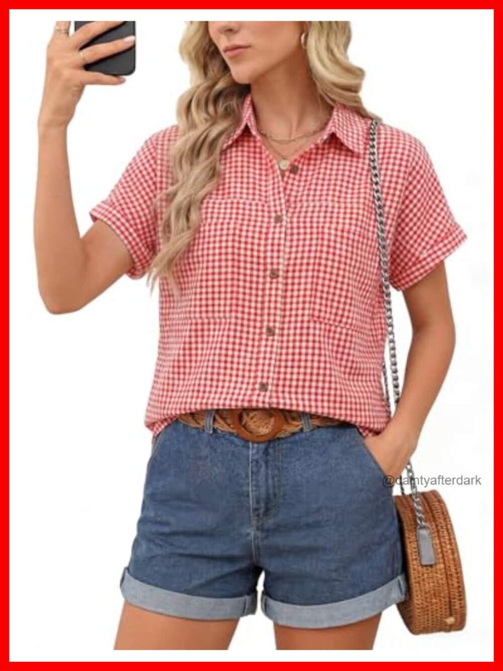 Women's Short Sleeve Button Down Shirt Tunic Blouse with Pockets Casual